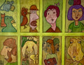 Faces in a Green Grid - Mixed Media Art Print - Mixed Media Art Print by DAMFunArt