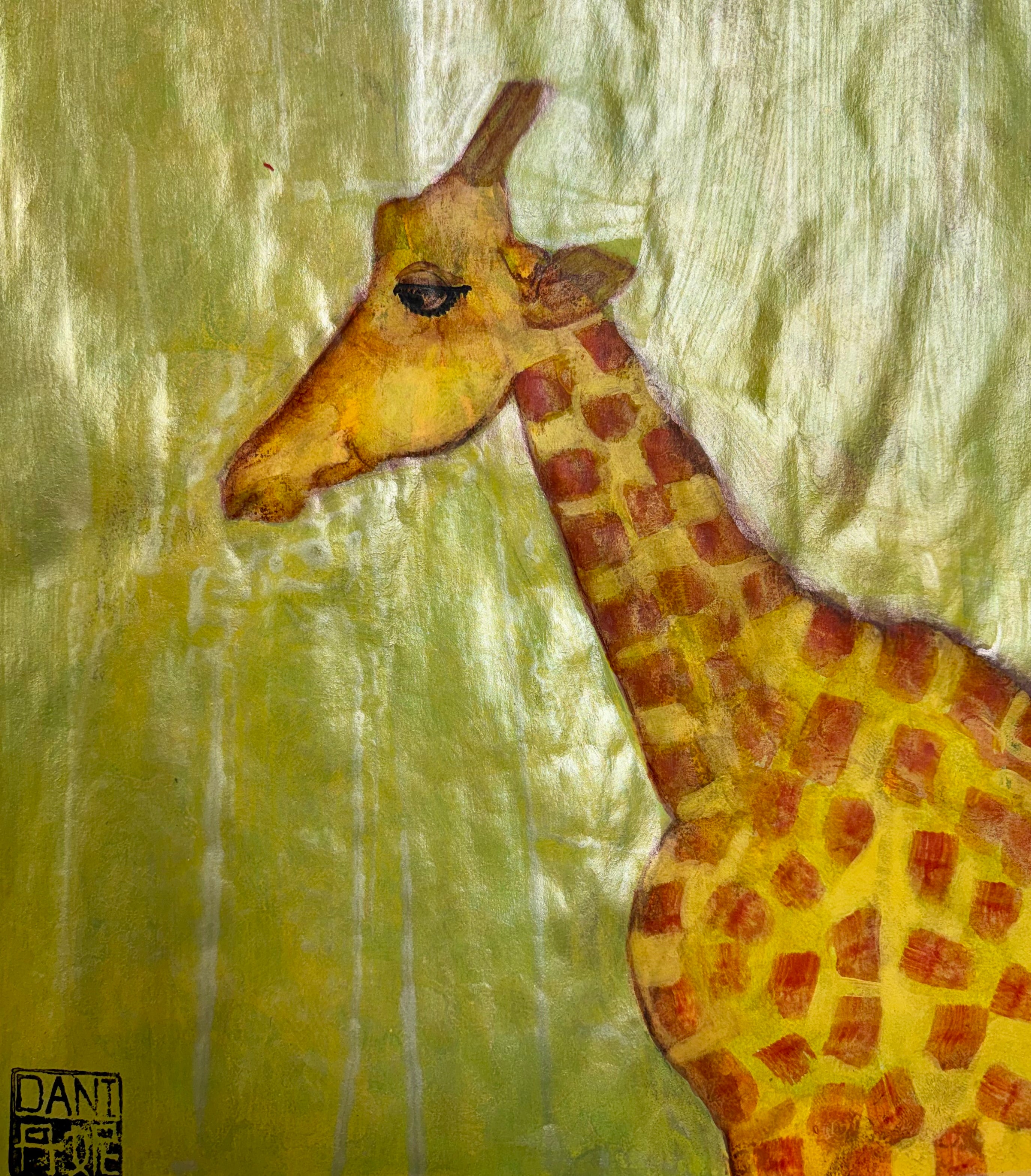 Glowing Giraffe - Mixed Media Art Print - Mixed Media Art Print by DAMFunArt