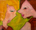 Girltalk - Mixed Media Art Print - Mixed Media Art Print by DAMFunArt