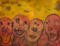 Four Bald Men - Mixed Media Art Print by DAMFunArt