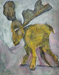 Shy Moose - Mixed Media Art Print by DAMFunArt