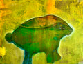 Green Overbite Bunny - Mixed Media Art Print - Mixed Media Art Print by DAMFunArt