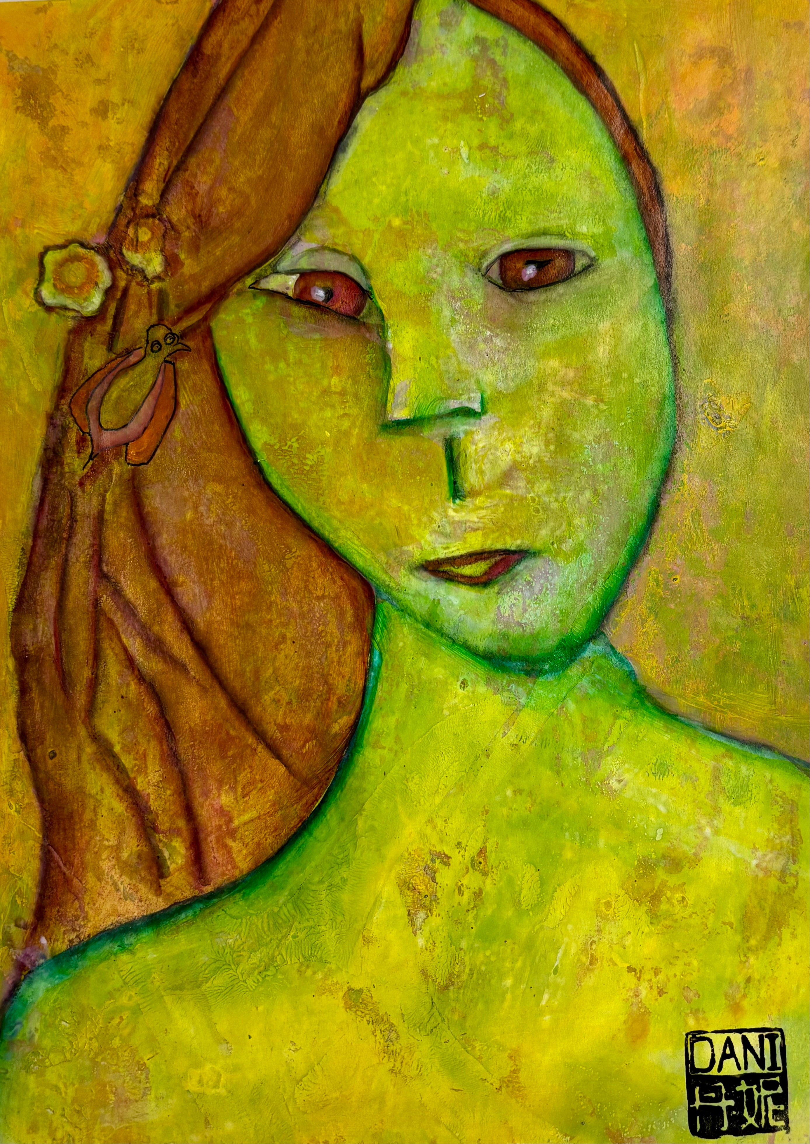 Green Fairy - Mixed Media Art Print by DAMFunArt