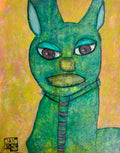 Green Llama - Mixed Media Art Print by DAMFunArt