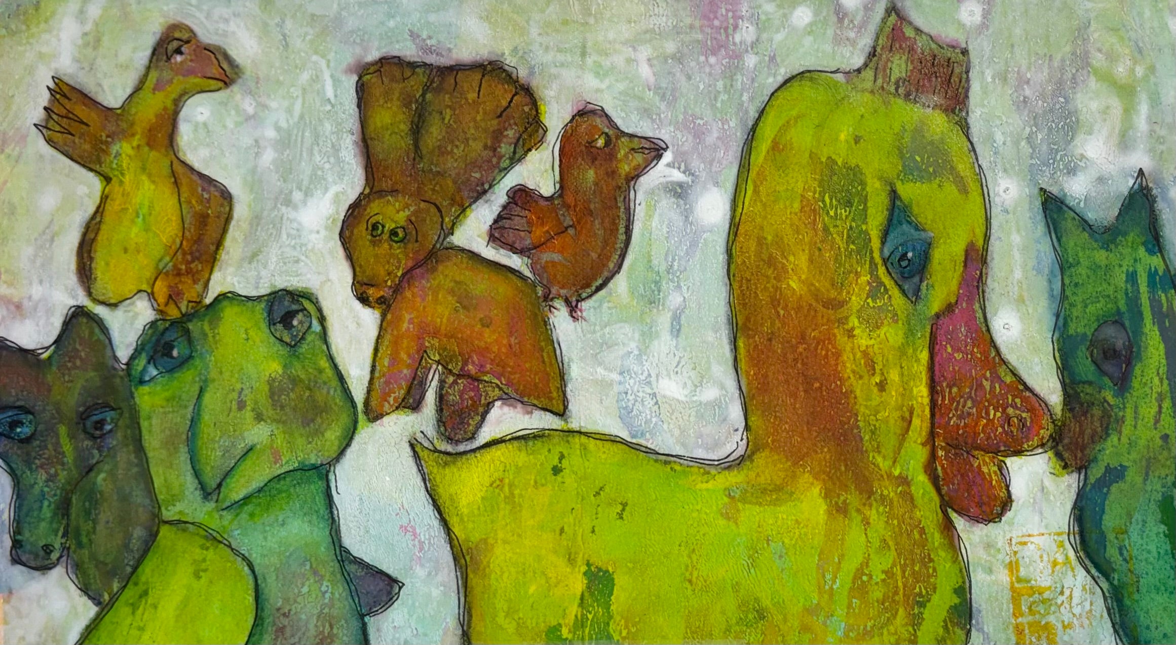 A crowd of Friends - Mixed Media Art Print by DAMFunArt