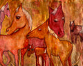 A Pink Pony Crowd - Mixed Media Art Print by DAMFunArt