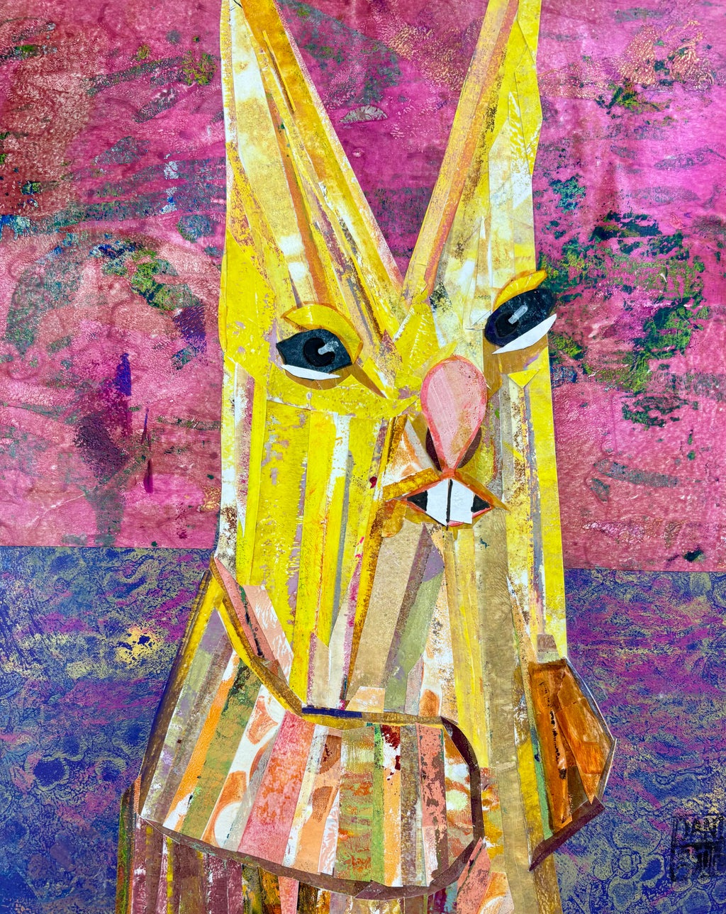 Bucktooth Yellow Bunny - Mixed Media Art Print by DAMFunArt