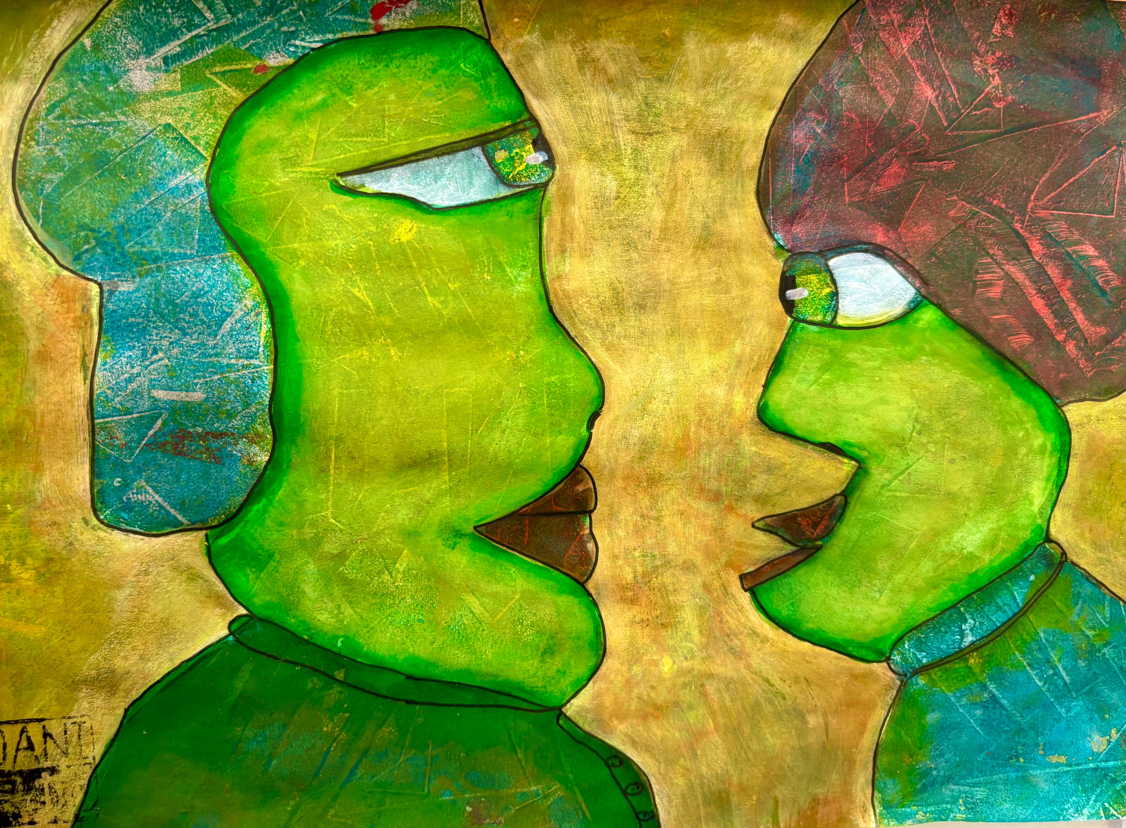 The Lizards Having A Moment - Mixed Media Art Print by DAMFunArt