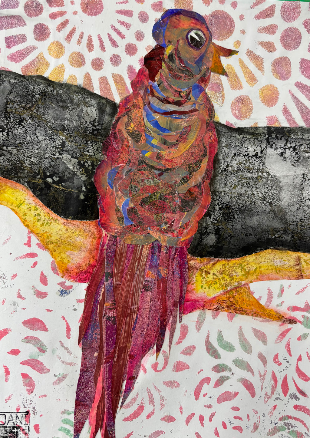 A Bird on a Log - Mixed Media Art Print by DAMFunArt