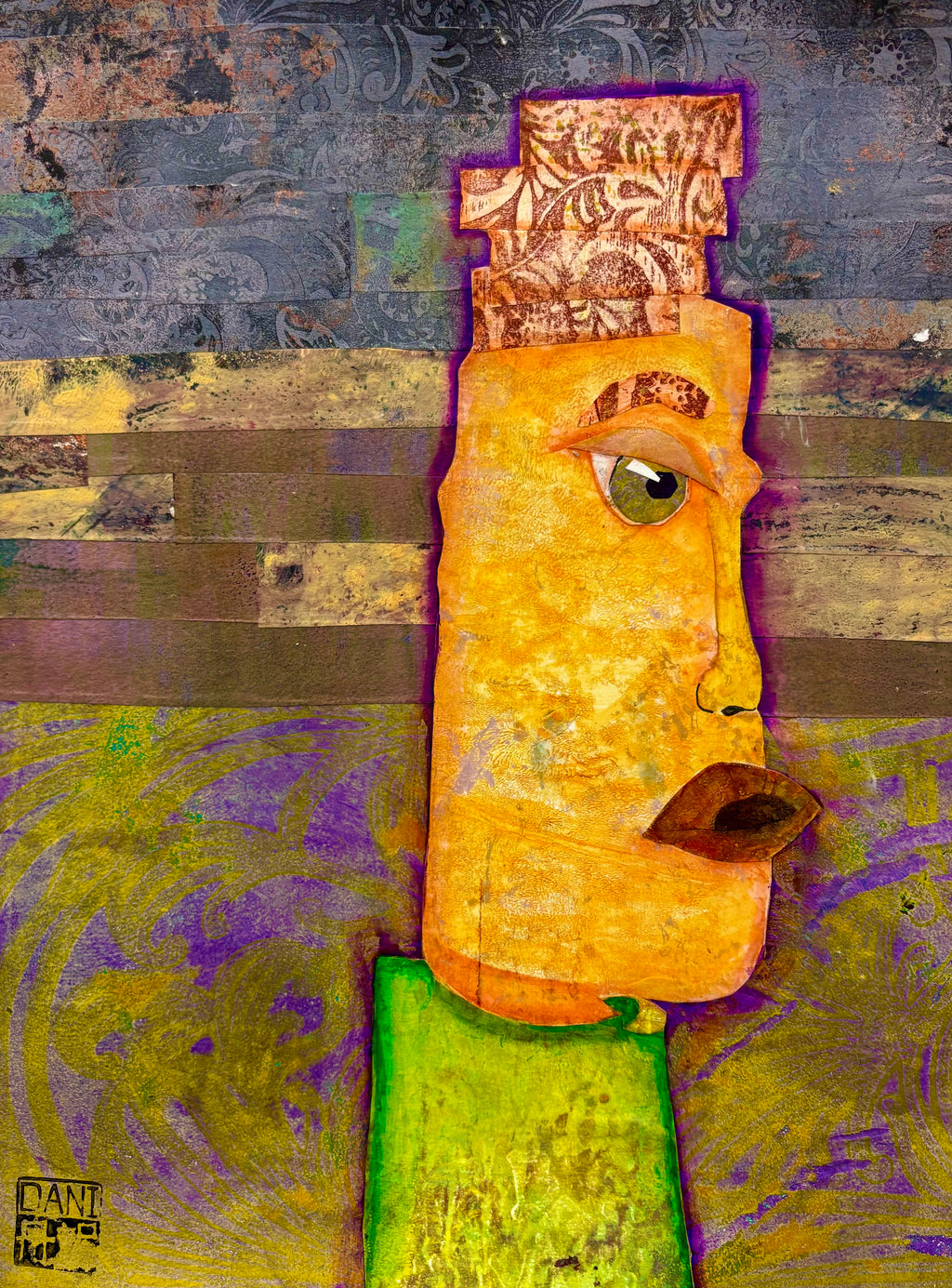 Blockhead - Mixed Media Art Print by DAMFunArt