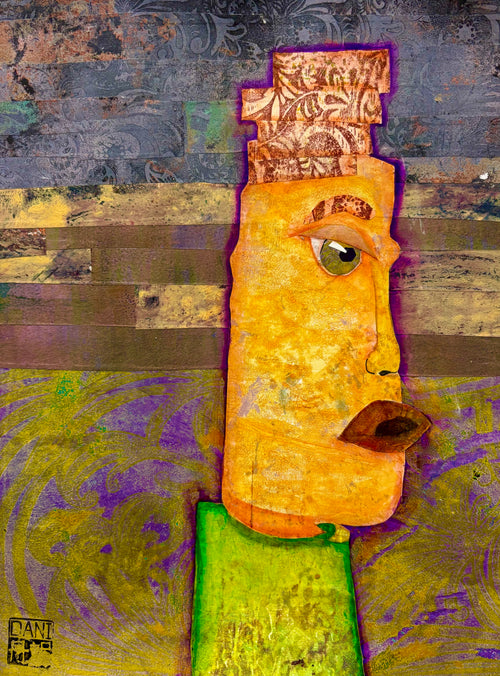 Blockhead - Mixed Media Art Print by DAMFunArt