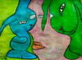 Blue Bunny Caught Red Pawed - Mixed Media Art Print by DAMFunArt