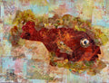 Rusty Rocky River Fish - Mixed Media Art Print by DAMFunArt