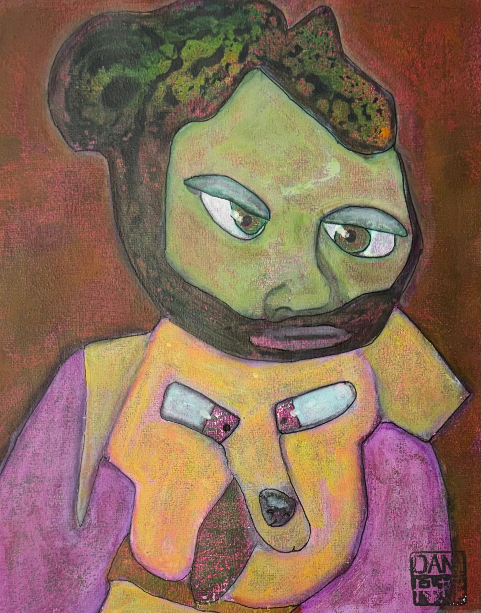 Vincent and his Dog - Mixed Media Art Print