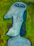 Bald Blue Man - Mixed Media Art Print - Mixed Media Art Print by DAMFunArt