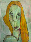 Redheaded Green-Faced Lady - Mixed Media Art Print - Mixed Media Art Print by DAMFunArt