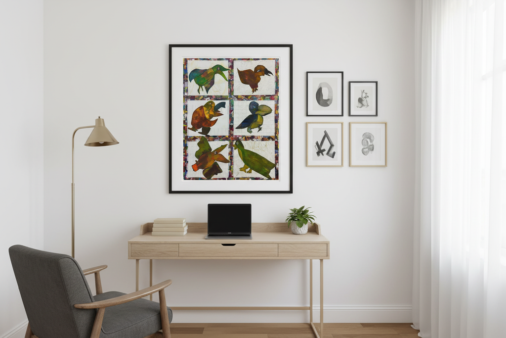 Six Birds in a Grid - Modern Home Office Mockup