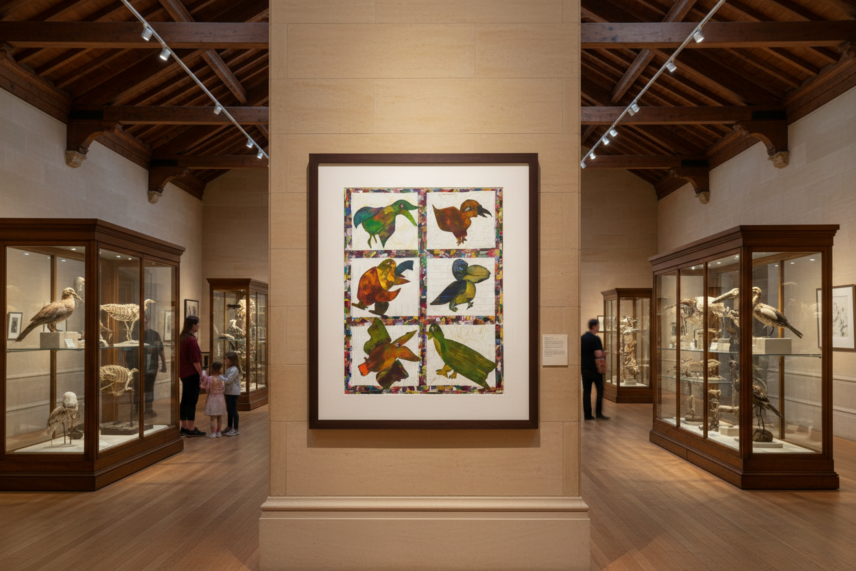 Six Birds in a Grid - Natural History Museum Mockup